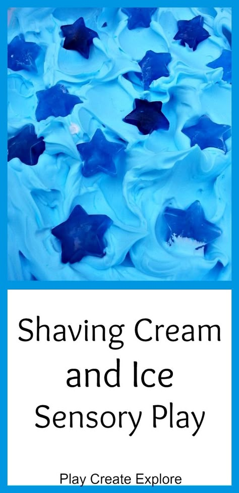 Play Create Explore: Shaving Cream and Ice Messy Sensory Play Twinkle Twinkle Activities, Ice Tuff Tray Ideas, Ice Cube Sensory Play, Twinkle Twinkle Little Star Activities, Play Rp, Ice Sensory Play, Messy Sensory Play, Ice Stars, Ice Play