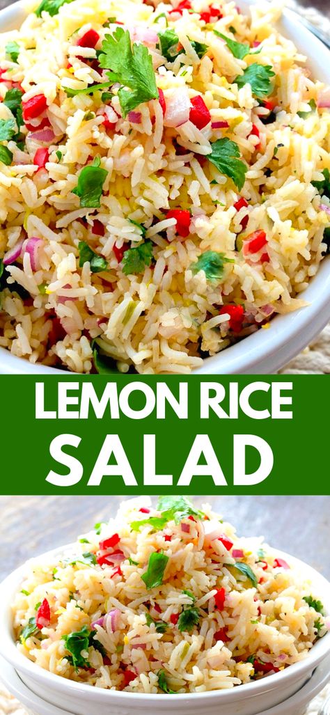 Dinner Photography, Rice Salad Recipes, Salad Dinner, Side Dishes For Chicken, Rice Side, Rice Side Dishes, Lemon Rice, Salad Dishes, Anne Rice