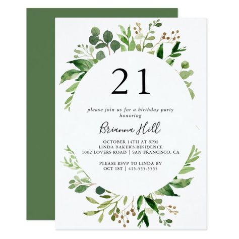 Eucalyptus Simple Brown Floral 21st Birthday Party Invitation #Ad , #AFFILIATE, #Floral#Birthday#st#Eucalyptus Twenty First Birthday, 21st Birthday Party, Modern Birthday, Fancy Script, Adult Birthday Invitations, Floral Birthday, Birthday Party 21, Simple Invitation, Milestone Birthdays