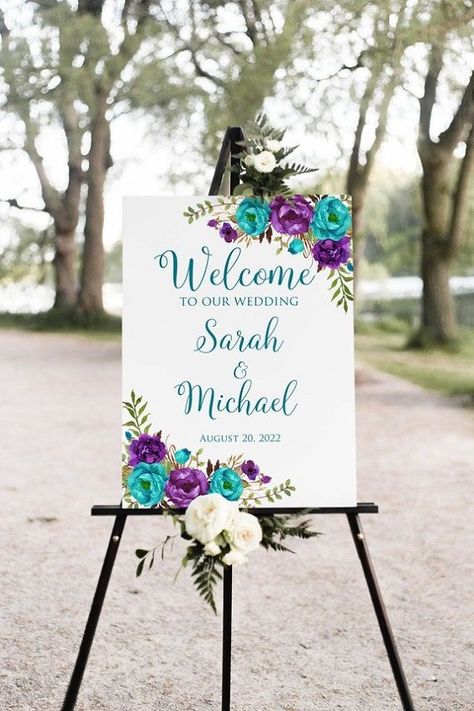 Turquoise And Purple Wedding Invitations, Teal And Violet Wedding, Purple Orchid Wedding Decor, Teal And Purple Wedding Flowers, Tiffany Blue And Purple Wedding, Turquoise And Purple Wedding Theme, Purple And Aqua Wedding, Purple And Teal Rustic Wedding, Teal And Purple Wedding Theme