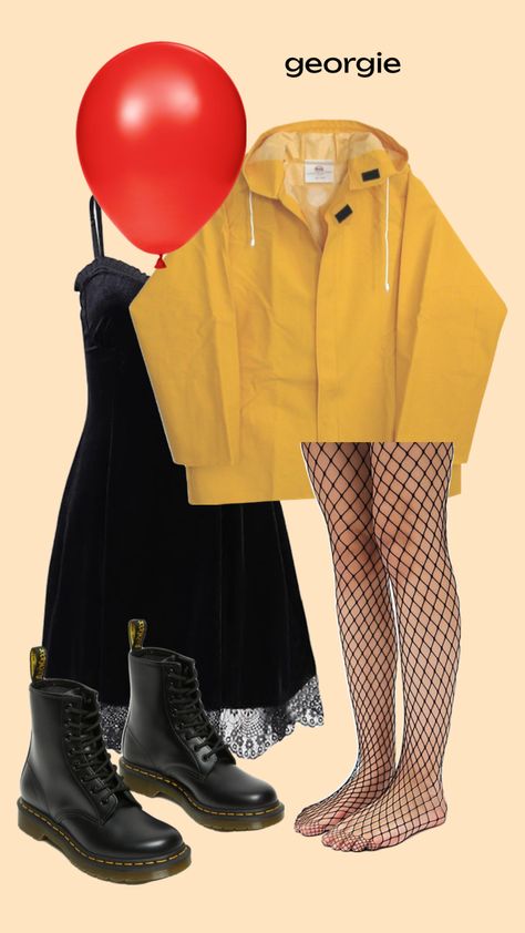 #halloween #costume #IT #georgie #clown #pennywise Easy Pennywise Costume, Stephen King Costumes, Female It Costume, Georgie Costume It Women, It And Georgie Costume, It Halloween Costumes Women, Georgie It Costume, Pennywise Costume Female Diy, Georgie Halloween Costume