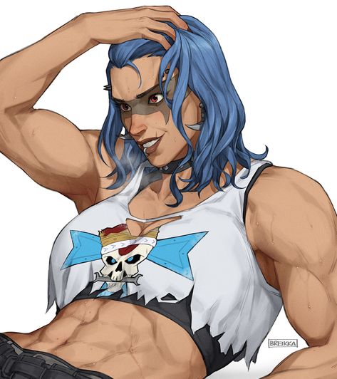 Junker Queen Overwatch Art, Buff Girl Art, Junkerqueen Fan Art, Junker Queen Fanart, Junker Queen Overwatch, Buff Women Art, Junker Queen, Aurorus Pokemon, Muscle Mommies