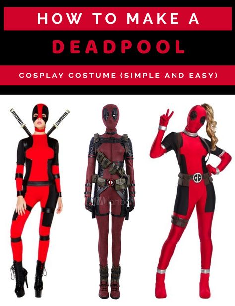 Deadpool costume ideas and DIY guide Ladypool Costume, Diy Deadpool Costume Women, Deadpool Costume Women, Deadpool Family Costume, Diy Deadpool Costume, Deadpool Costume Halloween, Deadpool Girl Costume, Deadpool Womens Costume Diy, Deadpool Outfit Ideas