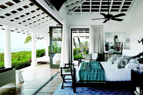 Tour Faith Hill and Tim McGraw’s private paradise in the Bahamas - Curbed Open Air Bedroom, Bahamas House, Bahamas Beach, Bahamas Island, British Colonial Style, Faith Hill, Tim Mcgraw, Island Living, Scoop Neck Long Sleeve