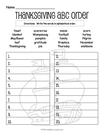 Free Printable Thanksgiving Alphabetizing Worksheet Free Thanksgiving Worksheets, Thankful Worksheets Free Printable, Free Thanksgiving Homeschool Printables, Thanksgiving Worksheets 3rd Grade, Thanksgiving Worksheets 3rd Grade Free, Thanksgiving Worksheets 2nd Grade, Thanksgiving Worksheets 1st Grade, Thanksgiving Worksheets 4th Grade, Thanksgiving Worksheets For Kids