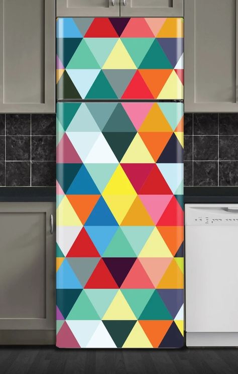 Wanting to redecorate your kitchen but don’t know where to start? Your fridge of course! Reclaim that blank space and use it as your canvas. Make your fridge cool even from the outside! Paint Refrigerator, Fridge Wrap, Fridge Decals, Refrigerator Wraps, Large Fridge, Door Wraps, Fridge Stickers, Fridge Decor, Small Fridges