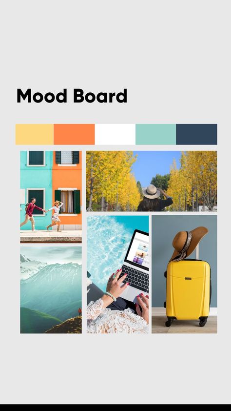 Travel Brand Mood Board Desgin | digital nomad + traveler #moodbaord #graphicdesigntips #travel #freelancer Mood Boards Travel, Travel Aesthetic Instagram, Adventure Mood Board, Moodboard Travel, Travel Company, Travel Agency Color Palette, Travel Agency Moodboard, Travel Blog Branding, Travel Agency Branding Design