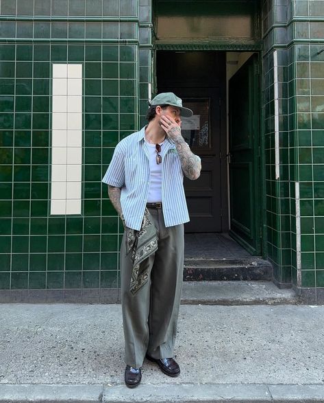 Early Summer Outfits, Japanese Street Fashion Men, Loafers Men Outfit, Instagram Album, Summer Outfits Men Streetwear, Clean Fits, Streetwear Ideas, Open Collar Shirt, Mens Smart Casual Outfits