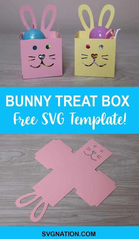 Easter Gift Boxes Diy, Easter Silhouette Projects Ideas, Easter Crafts Cricut Ideas, Bunny Svg Free Cricut, Easter Gift Card Ideas, Diy Cricut Easter Projects, Easter Gift Boxes Ideas, Easter Diy Baskets, Easter Crafts Cricut