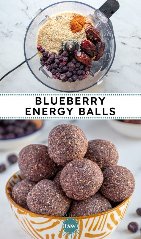 Blueberry Energy Balls, Savory Snack Recipes, Processor Recipes, Energy Balls Healthy, Seed Cycling, Blueberry Oat, Making Cold Brew Coffee, Energy Ball Recipe, Power Balls