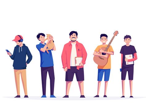 Character Flat Design, Vector Character Design, Flat Design Illustration, Character Flat, Alien Design, We Are Strong, 캐릭터 드로잉, Vector Character, People Illustration