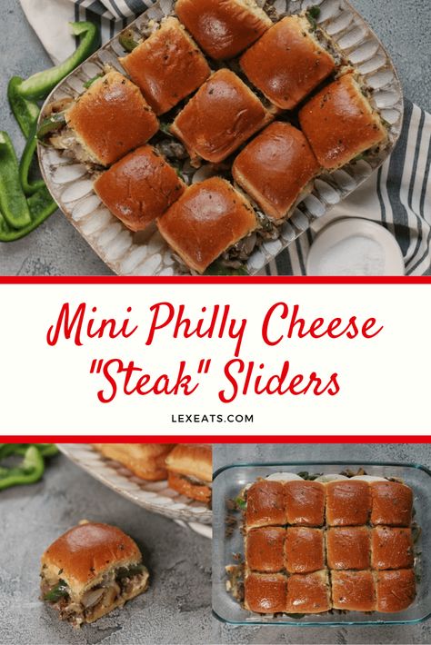 Mini Philly Cheese Steak Sliders, an easy recipe on lexeats.com Slider Recipes Easy, Steak And Cheese Sliders Hawaiian Rolls, Mini Philly Cheese Steak Sliders, Mini Slider Sandwiches, Philly Cheese Steak Sliders Hawaiian Rolls, Philly Cheese Steak Sliders Ground Beef, Cheese Steak Sliders Hawaiian Rolls, Easy Philly Cheese Steak Sliders, Mini Philly Cheese Steak