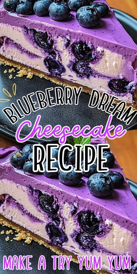 Blueberry Dream Cheesecake Recipe Blueberry Cobbler Cheesecake Recipes, Blueberry Lavender Cheesecake, Frozen Blueberries Recipes Easy, Blueberry Cheesecake Recipes, Purple Cheesecake, No Bake Blueberry Cheesecake Recipe, Blueberry Topping For Cheesecake, Blueberry Recipes Easy, Peach Cheesecake