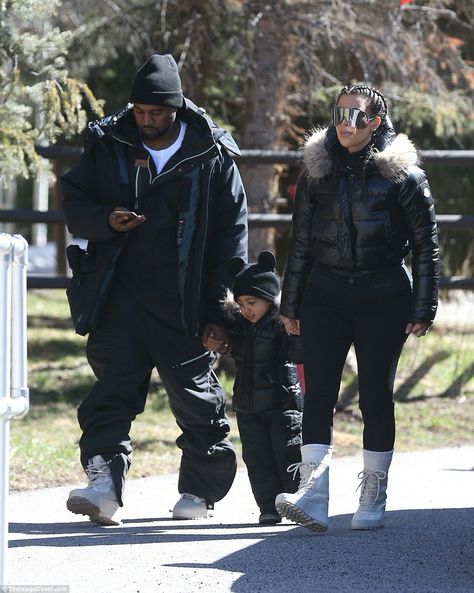 Kim Kanye and North in Vail Yeezy 950, Kim Kanye, Kanye West Outfits, Kanye Yeezy, Yeezy Fashion, Kanye West And Kim, Yeezy Outfit, Yeezy Boots, Kim And Kanye