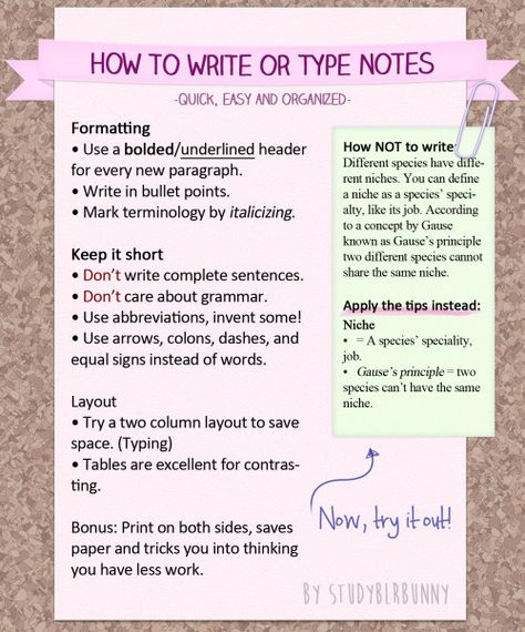 A tutorial on note takingI love taking notes this way and this guide is a graphical representation on the tips from my old text post. It’s useful when jotting down a lecture, but also for creating study guides. Schul Survival Kits, College Studying, Notes Tips, Note Taking Tips, Student Tips, Write Notes, College Notes, College Survival, Effective Study Tips