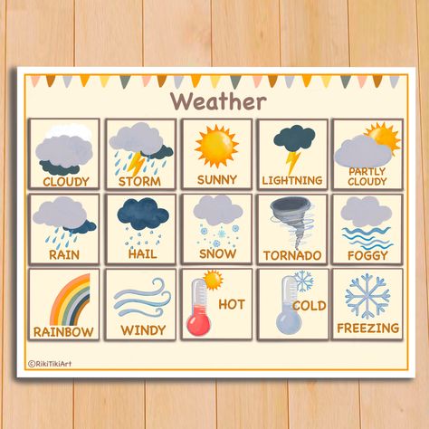 Photos On Products 4B9 Montessori Calendar, Weather Calendar, Learning Weather, Preschool Weather, Season Calendar, Calendar For Kids, Morning Board, Weather Chart, Homeschool Preschool Curriculum