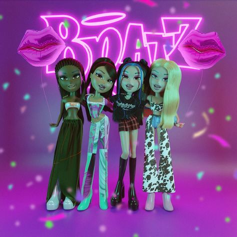 Talking Bratz, Jade Bratz, Bratz Art, Happy 20th Anniversary, Las Bratz, Bratz Aesthetic, Black Bratz Doll, Bratz Doll Outfits, Girl Arm Tattoos