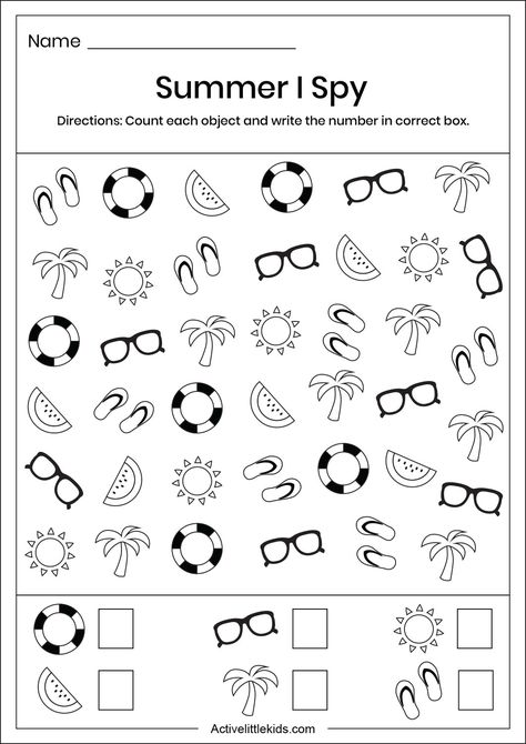 Fun Activity Worksheets For Kindergarten, 1st Grade Summer Worksheets, Activity Sheets For Kindergarten Free Printable, Math Activities For Kindergarteners, Worksheet For Kindergarten Printable, Summer Math Worksheets Kindergarten, Maths Worksheet For Preschool, Summer Pre K Worksheets, Summer I Spy Free Printable