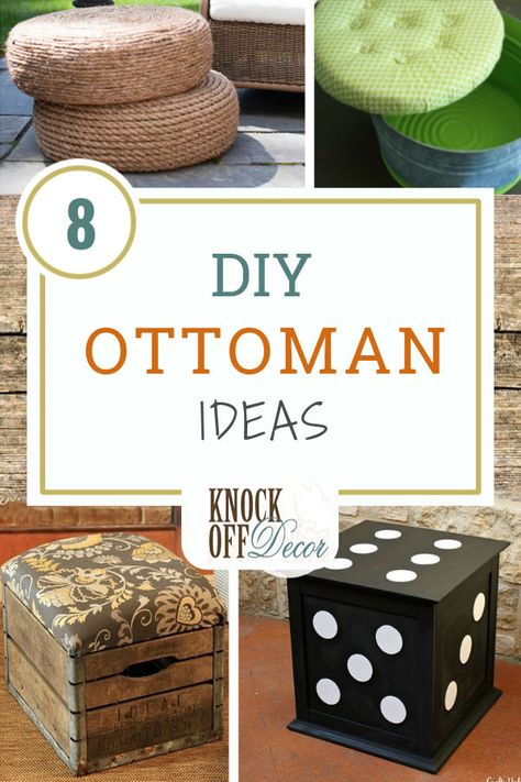 Ottomans come in just about every shape, size and material you can think of. Here are just a few amazing DIY ottoman ideas you can try for yourself and adorn your living room or family room. #diyottoman #diyfurniture #diyhomedecor #ottoman #diyproject #homedecor Diy Ottoman Ideas, Ottoman Ideas, Diy Storage Ottoman, Stool Coffee Table, Diy Pouf, Boho Ottomans, Coffee Table Storage, Diy Ottoman, Diy Home Decor Crafts