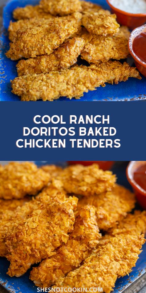 Dorito Chicken Tenders, Cool Ranch Doritos, Doritos Recipes, Doritos Chicken, Dorito Chicken, Baked Chicken Tenders, Chicken Tender, Fast Dinner Recipes, Chicken Tender Recipes