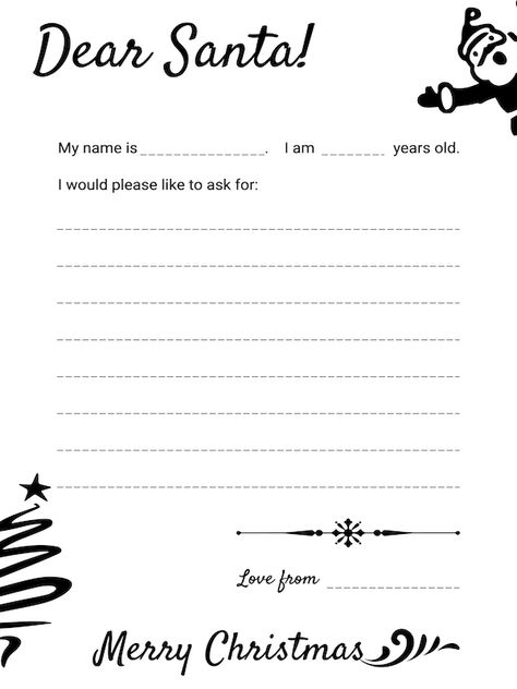 Dear Santa Template, Santa Letter Template Free Printable, Free Letters From Santa, Dear Santa Letter, Santa Letter Template, Letter Templates Free, Letter Template, Santa Letter, Templates Printable Free