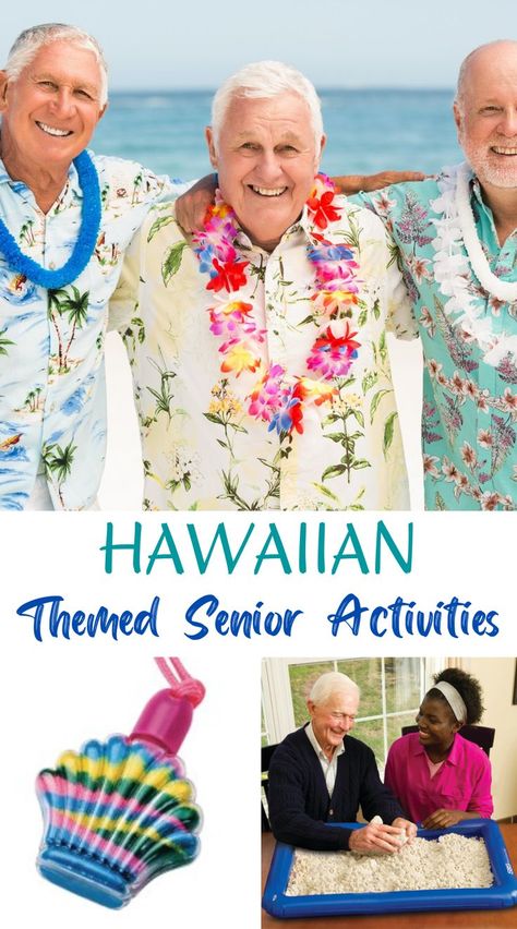 Beach Themed Activities For Seniors, Hawaiian Party Activities, Luau Games For Seniors, August Activities For Seniors, Beach Theme Party For Adults, Holidays In August, Lua Party, Hawaiian Games, Hawaiian Party Games