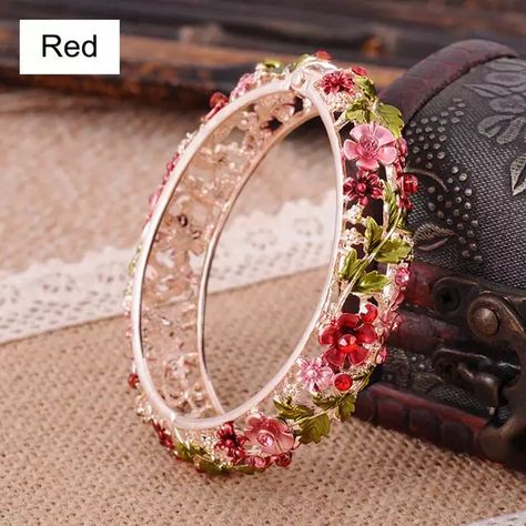 Online Shop Vintage Chinese Cloisonne Bracelets Jewelry Gold Plated Hollow Crystal Rhinestone Flower Enamel Bangle for Women | Aliexpress Mobile Memory Ring, Bracelet Holder, The Bangles, Jewelry Bracelets Gold, Enamel Bangle, Rhinestone Flower, Bracelets Jewelry, Fantasy Jewelry, Girly Jewelry