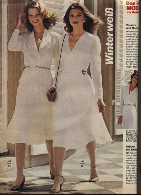 1980s Elegant Fashion, White 80s Dress, 1980’s Dresses, 80s White Dress, 1980s Dresses Casual, 1980's Outfits, 1980 Dresses, Vintage Outfits 80s Dress, 90s White Dress