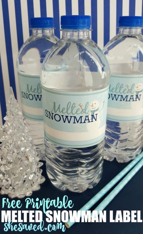 5 Free Melted Snowman Printable Labels - Printables 4 Mom Snowman Water Bottle, Label Botol, Schnee Party, Water Bottle Labels Free, Diy Water Bottle Labels, Snow Party, Snowman Party, Printable Water Bottle Labels, Printable Snowman