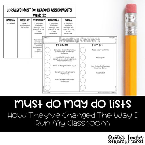 The Must Do May Do List: A Classroom Game Changer | All About 3rd Grade Nursing School Organization, Writing Time, Reading Stations, Clever Classroom, Third Grade Reading, Choice Boards, School Week, Future Teacher, Third Grade Teacher