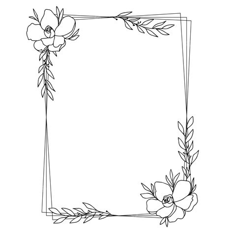 Small Border Designs, Flower Drawing Border, Flower Frame Drawing, Flower Border Drawing, Beautiful Border Designs For Projects, Border Drawing, Paper Borders, Picture Frame Drawing, Flower Border Clipart