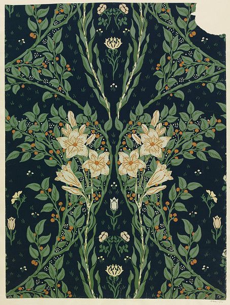 Wallpaper / England / 1902 / Walter Crane L Wallpaper, Walter Crane, Arts And Crafts Movement, Victoria And Albert Museum, Woodblock Print, Textile Patterns, Art Plastique, Of Wallpaper, William Morris