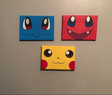 Pokemon Pokemon Paintings Easy, Pokemon Canvas Painting Easy, Painting Ideas Pokemon, Pokemon Painting Ideas, Pokémon Canvas, Pokemon Canvas Painting, Canvas Art Collage, Pikachu Painting, Pokemon Painting