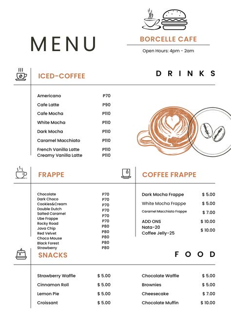 menu Tea Shop Menu Ideas, Bread Menu Design, Menu Design Coffee Shop, Menu Cafeteria, Bakery Menu Design, Menu For Cafe, French Cafe Menu, Menu Design Layout, Coffee Menu Design