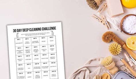 This 30-day deep cleaning challenge is the ultimate Spring Cleaning challenge - for any time of the year! With free printable cleaning challenge calendar! Cleaning Bathroom Checklist, Bathroom Deep Cleaning Checklist, Deep Cleaning Bathroom, Bathroom Deep Cleaning, Bathroom Deep Clean, Deep Clean Checklist, Clean Checklist, Bathroom Checklist, Fridge Organisation