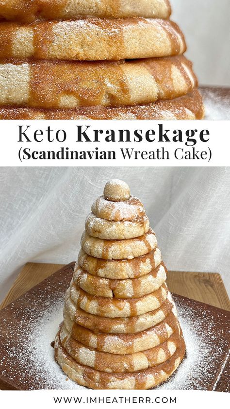 3 Ingredient Keto Kransekage (Scandinavian Marzipan Cake) Keto Marzipan, Marzipan Recipe, Marzipan Cake, Protein Bread, Keto Cake, Ingredient Substitutions, Butter Cake, Party Treats, 3 Ingredient