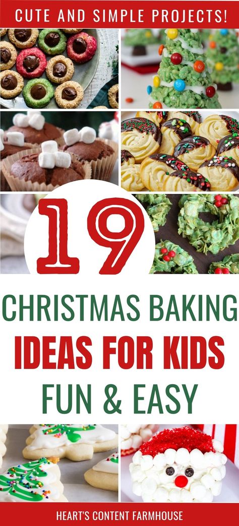 Kid Christmas Desserts Easy, Christmas Easy Bakes For Kids, Christmas Baking Day With Kids, Christmas Baking Ideas For Gifts, Christmas Kids Baking Ideas, Holiday Treats Christmas Kids, Christmas Cookie With Kids, Holiday Cookies For Kids To Make, Kid Friendly Holiday Baking