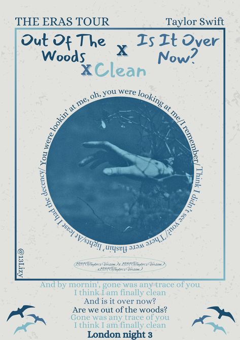 Out of the woods X is it over now X clean - Taylor Swift- the eras tour - london night 3 Is It Over Now, Clean Taylor Swift, Taylor Swift Clean, Music Poster Ideas, Pin Boards, College Decor, Taylor Lyrics, London Night, Room Prints