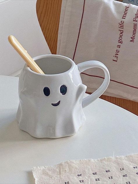 Scary and cute ghoul face halloween ghost coffee mug. Funny gift ideas for halloween and other joyous announcements. The present if you're looking for a unique gift for a friend or family member.A cute ghost-shaped coffee cup! The unique shape is very suitable for Halloween-themed parties and will definitely attract everyone's attention. For special occasions, our sturdy ceramic mugs are a cool gift for coffee or tea lovers. #cup #ghost #fun #decoration Ghost Cup, Ghost Coffee, Fun Mugs, Ghost Mug, Cup Collection, Halloween Cups, Mugs Gift, Ceramic Ideas, Halloween Party Themes