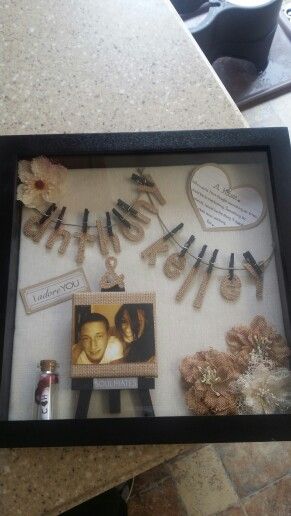 My shadow box for my boyfriend Shadow Box For Boyfriend, Craft For Couples To Do Together, Diy Crafts For Couples, Crafts For Couples, Photo Gifts For Boyfriend, Box For Boyfriend, Boyfriend Scrapbook, Military Shadow Box, Baby Shadow Box