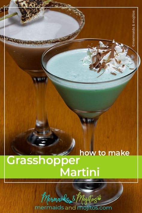 St Pattys Day Martinis, Chocolate Mint Martini Recipe, Grasshopper Ice Cream Drink, Grasshopper Martini, Mint Chocolate Chip Martini, Grasshopper Drink, Hot Wine, 300 Calorie Meals, York Peppermint Patty