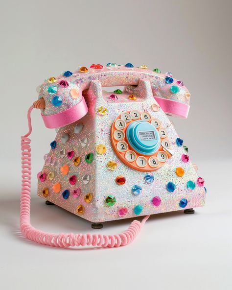 Hotline bling ☎️ ✨ #bling #productdesign #productconcept #aiproductdesign #aicommunity #sparkles #glitter #hotlinebling #phone #vintagephone #vintagephones #thisisnotreal #midjourneydesign #midjourney Fun Technology, Novelty Phone, Cactus Paintings, Hotline Bling, Kawaii Crafts, Interior Design Elements, Vintage Phones, Paper Notebook, Fake Cake