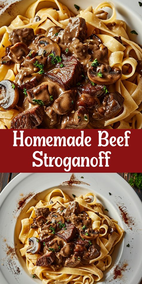 Enjoy homemade Beef Stroganoff with this easy recipe. Creamy and rich flavors that everyone will enjoy! Beef Stroganoff With Filet Mignon, Beef Stroganoff Stove Top Recipe, Authentic Beef Stroganoff, Homemade Beef Stroganoff Recipe, Beef Stroganoff Stove Top, Yumm Sauce Recipe, Stroganoff Recipe Easy, Best Beef Stroganoff Recipe, Steak Stroganoff