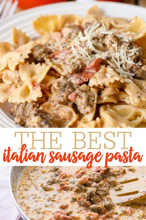 Italian Sausage Heavy Cream Pasta, Sweet Italian Pork Sausage Recipes, Dinners With Italian Sausage, Italian Sausage Recipes For Dinner Pasta, Cheesy Italian Sausage, Saturday Recipes, Ground Italian Sausage Recipes, Sweet Italian Sausage Recipes, Italian Sausage Recipes Pasta