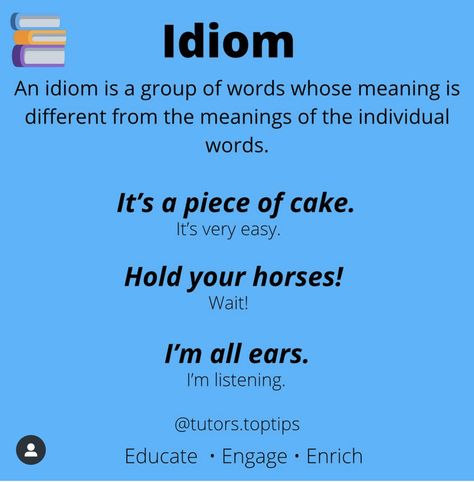 Definition of idiom with examples. Idioms With Examples, Interesting Speech Topics, Idiom Examples, Poetry Terms, Speech Topics, English Notes, Idioms And Phrases, Effective Study Tips, English Grammar Worksheets