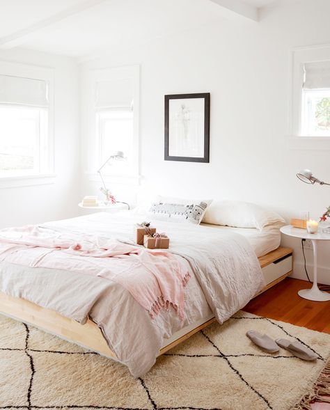 The+Most+Beautifully+Styled+IKEA+Beds+We’ve+Seen+via+@MyDomaine Ikea Beds, Calm Bedroom, Window Lighting, Airy Bedroom, Soft Bedroom, Feminine Bedroom, Calming Bedroom, Ikea Bedroom, Low Bed