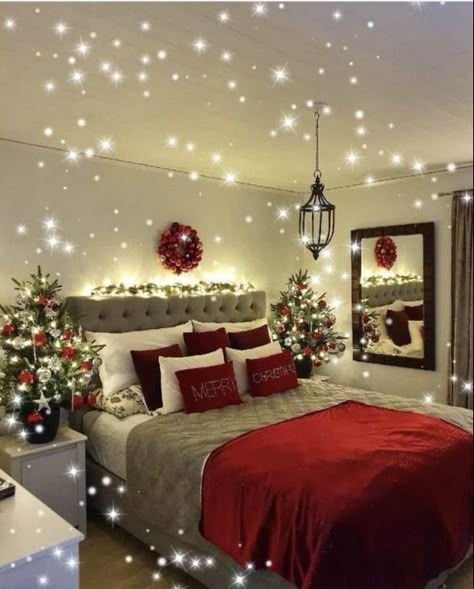 Christmas Room Ideas, Holiday Bedroom Decor, Holiday Room Decor, Holiday Bedroom, Decorations Bedroom, Holiday Room, Christmas Living Room, Christmas Decor Inspiration, Cosy Christmas