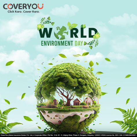 Protecting the environment is not just a moral obligation, it's an insurance policy for our future. Let's celebrate #WorldEnvironmentDay by taking steps to safeguard our planet and secure our tomorrow.. For more Details Contact us - 1800 202 6900 World Environment Day Creative Post, Environment Poster Design, Environment Day Creative Ads, Recycle Poster Design, World Environment Day Creative, Environment Day Poster Ideas, Earth Graphic Design, World Environment Day Posters, Happy World Environment Day