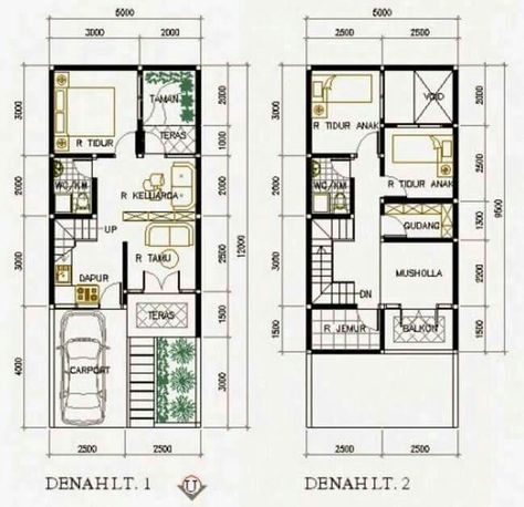 Mini House Plans, House Minimalist, Duplex Floor Plans, Narrow House Plans, Small Floor Plans, Indian House Plans, Small House Floor Plans, Duplex House Plans, House Construction Plan