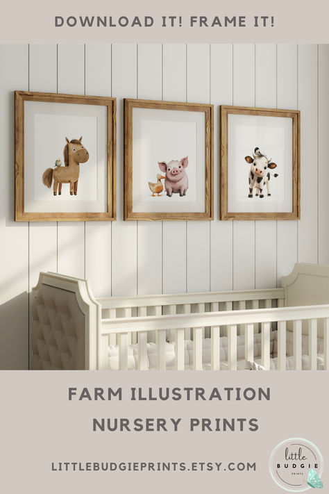 Calling all lovers of adorable farm animals! This is one of my sons favorite set, after all who can resist a cow with a face like that!
Introducing our cute farm animal nursery decor prints that are sure to add some happiness and cuteness overload to your little ones space. This set of 3 prints features a trio of a pig, cow and horse all with their bird friends. These illustrations, designed by us, create a whimsical and clean aesthetic. Neutral Farm Nursery Theme, Neutral Farm Animal Nursery, Baby Farm Animals Nursery, Farm Nursery Wall Decor, Farm Nursery Artwork, Farm Animal Prints Nursery, Farm Animal Nursery Decor, Cow Horse, Farm Animal Nursery